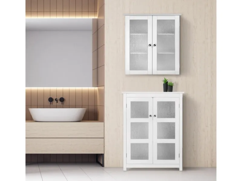 Teamson Home Badezimmer Connor Wandschrank mit 2 Glastüren Weiß