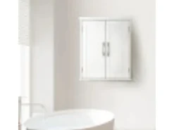 Teamson Home Holz Badezimmer Wand Medizinschrank mit Verstellbaren Regalen Weiß