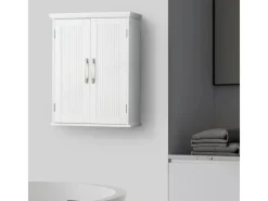 Teamson Home Holz Badezimmer Wand Medizinschrank mit Verstellbaren Regalen Weiß