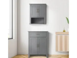 Clearance Teamson Home Mercer Holz Badezimmermöbel mit Schublade und Regalen Grau