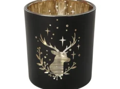 Best Teelicht-Glas Hirsch Ø 7 cm x 8 cm 4-fach sortiert Schwarz