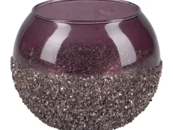 Best Teelichthalter Blush Bordeaux Glas 7,5 cm x Ø 9 cm Lila