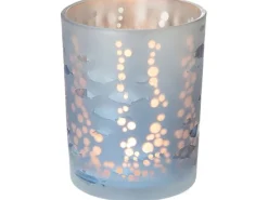Teelichthalter Fisch Glas Ø 10 cm x 12,5 cm Blau