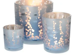 Teelichthalter Fisch Glas Ø 10 cm x 12,5 cm Blau