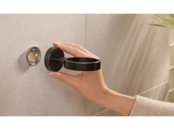 Tesa Moon Black Seifenspender Schwarz Matt Satiniertes Glas inkl. Klebelösung