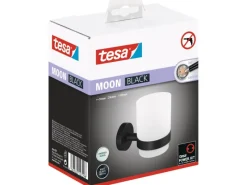 Clearance Tesa Moon Black Zahnputzbec. Halter Schwarz Matt Satiniertes Glas + Klebelösung