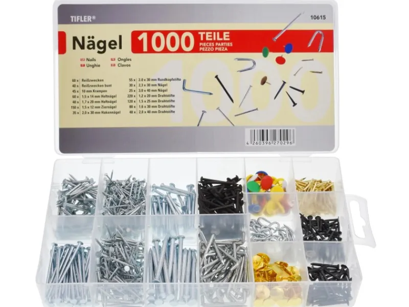 Discount Tifler 1000 Nägel In Sortimentsbox