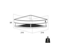 Tiger Cooper Eckkorb 21 cm Gebürstet Schwarz-Edelstahl