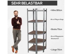New Tronitechnik Schwerlastregal Kellerregal Lagerregal 40 X 40 X 70 X 70 X 180 Cm Stahlgestell Bis 875 Kg 5 Ablagen