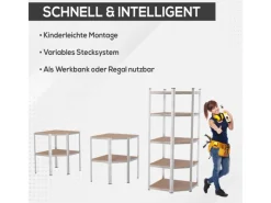 New Tronitechnik Schwerlastregal Kellerregal Lagerregal 40 X 40 X 70 X 70 X 180 Cm Stahlgestell Bis 875 Kg 5 Ablagen