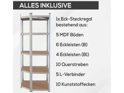 New Tronitechnik Schwerlastregal Kellerregal Lagerregal 40 X 40 X 70 X 70 X 180 Cm Stahlgestell Bis 875 Kg 5 Ablagen