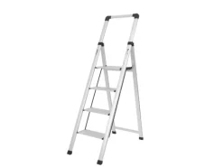 TRUTZHOLM Alu Trittleiter 4 Stufig Klappbar mit Handlauf 150kg Silber