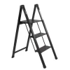 TRUTZHOLM Alu Trittleiter 3 Stufig Klappbar 150kg Anti Rutsch Trittflächen TÜV GS Schwarz
