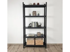 TRUTZHOLM Wohnzimmerregal 180x90x30cm Stahl 600 kg Regalböden 8 mm Schwarzmatt