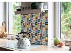 Tulup PVC Fliesen Selbstklebende 30 cm x 30 cm Set von 9 Klassische Klebefliesen Vinyl Bodenfliesen Klebefliesen für Küche Orientalisches Mosaik