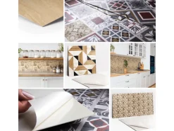 Tulup PVC Fliesen Selbstklebende 30 cm x 30 cm Set von 9 Klassische Klebefliesen Vinyl Bodenfliesen Klebefliesen für Küche Orientalisches Mosaik