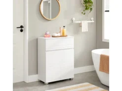 Vasagle Badezimmerschrank mit Schublade und Regal 30 cm x 60 cm x 80 cm Weiß