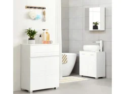 Vasagle Badezimmerschrank mit Schublade und Regal 30 cm x 60 cm x 80 cm Weiß