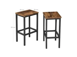 Sale Vasagle Barhocker 2er Set 40 cm x 30 cm x 65 cm Braun-Schwarz