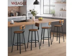 Vasagle Barhocker 2er Set Braun-Schwarz