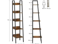 Vasagle Bücherregal 6 Ebenen 30 cm x 33,8 cm x 170 cm Braun-Schwarz