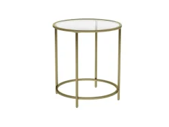 Vasagle Beistelltisch Hartglas Ø 50 cm x 50 cm Gold