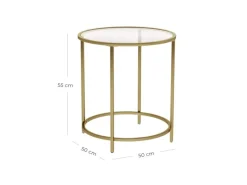 Vasagle Beistelltisch Hartglas Ø 50 cm x 50 cm Gold