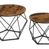 Vasagle Couchtisch 2er Set Tischplatte Abnehmbar Braun-Schwarz