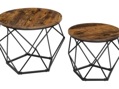 Vasagle Couchtisch 2er Set Tischplatte Abnehmbar Braun-Schwarz