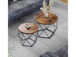 Vasagle Couchtisch 2er Set Tischplatte Abnehmbar Braun-Schwarz