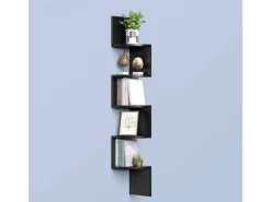 Sale Vasagle Eckbücherregal 5 Ebenen Wandmontage 20 cm x 20 cm x 126 cm Schwarz
