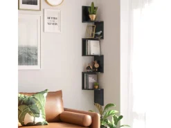 Sale Vasagle Eckbücherregal 5 Ebenen Wandmontage 20 cm x 20 cm x 126 cm Schwarz