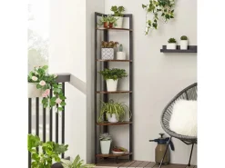 Vasagle Eckregal 5 Ablagen 30 cm x 30 cm x 150 cm Braun-Schwarz