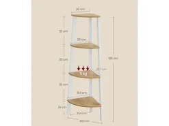 Vasagle Eckregal 33,4 cm x 33,4 cm x 125 cm Nature-Weiß