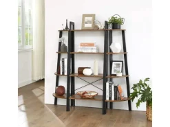 Clearance Vasagle Eckregal 4 Ebenen 34 cm x 34 cm x 125 cm Braun-Schwarz