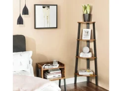 Clearance Vasagle Eckregal 4 Ebenen 34 cm x 34 cm x 125 cm Braun-Schwarz