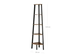 Vasagle Eckregal 5 Ebenen Stahlrahmen 34,2 cm x 34,2 cm x 158,8 cm Braun-Schwarz