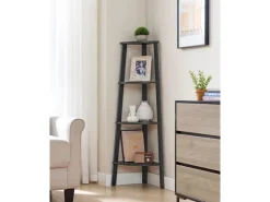 Vasagle Eckregal 4 Ebenen 33,4 cm x 33,4 cm x 124,5 Grau-Schwarz