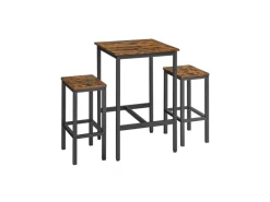 Vasagle Esstisch mit 2 Stühlen Braun-Schwarz