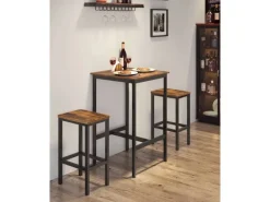 Vasagle Esstisch mit 2 Stühlen Braun-Schwarz