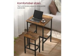 Vasagle Esstisch mit 2 Stühlen Braun-Schwarz