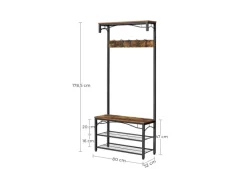 Vasagle Garderobe 32 x 80 x 178,5 cm Braun-Schwarz