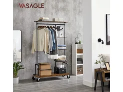 Online Vasagle Garderobe mit Rollen 40 cm x 103,5 cm x 174,5 cm Braun-Schwarz