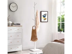 Vasagle Garderobenständer Massivholz 30 cm x 30 cm x 175 cm Weiß