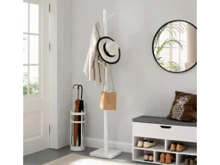 Vasagle Garderobenständer Massivholz 30 cm x 30 cm x 175 cm Weiß