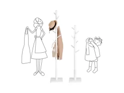 Vasagle Garderobenständer Massivholz 30 cm x 30 cm x 175 cm Weiß