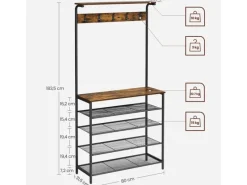 Vasagle Garderobenständer 5 Ebenen 32,2 cm x 80 cm x 182 cm Braun-Schwarz