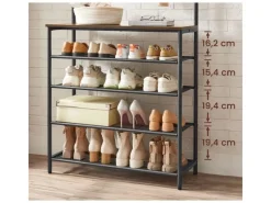 Vasagle Garderobenständer 5 Ebenen 32,2 cm x 80 cm x 182 cm Braun-Schwarz