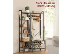 Vasagle Garderobenständer mit Stauraum 40 cm x 120 cm x 190 cm Braun-Schwarz