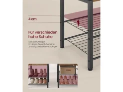 Vasagle Garderobenständer mit Stauraum 40 cm x 120 cm x 190 cm Braun-Schwarz